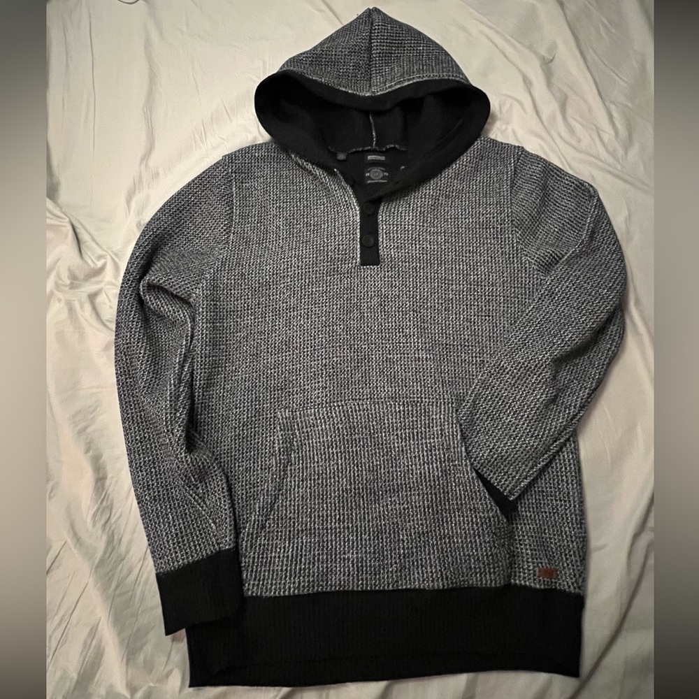 Buffalo David Bitton Gray and Blue Sweater with Button Neck